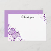 Lila und weiße Schmetterlingswohnung Vielen Dank Mitteilungskarte (Vorne/Hinten)