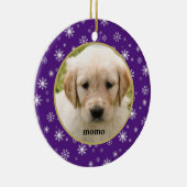 Lila und weiße Schneeflocke Hauskatze oder Hund Keramik Ornament (Rechts)