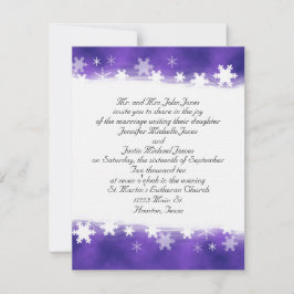 Lila und weiße Schneeflocke-Hochzeits-Einladung Einladung
