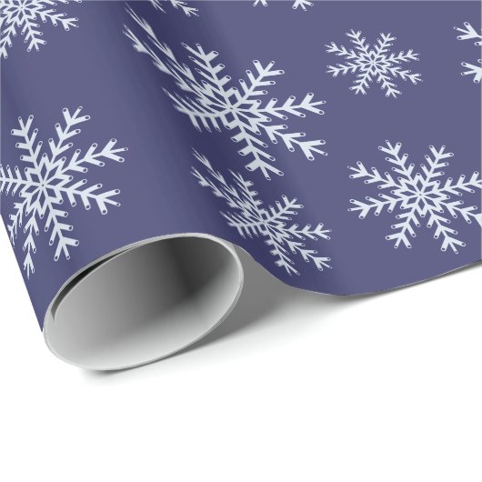 Lila und weiße Schneeflocken Geschenkpapier (Rolleneckpunkt)