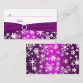 Lila und weiße Schneeflocken - Orte Platzkarte (Vorne/Hinten)