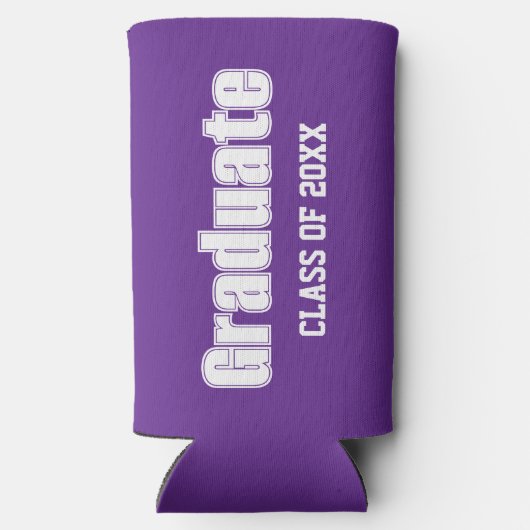 Lila und weiße Schulfarben Selters Dosenkühler (Rückseite)