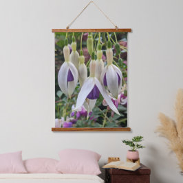 Lila und weiße Schwänze Fuchsia Floral Wandteppich Mit Holzrahmen