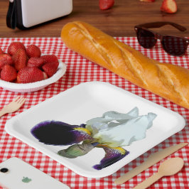 Lila und weiße Schwertlilien-Papierplatten Pappteller