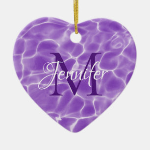 Lila und weiße Schwimmbad-Foto-Monogramm Keramik Ornament