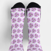 Lila und weiße Socken | Hexagon Design (Oben)