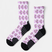 Lila und weiße Socken | Hexagon Design (Links)