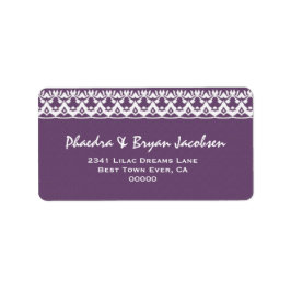 Lila und weiße Spitzen Hochzeit G473 Adressaufkleber
