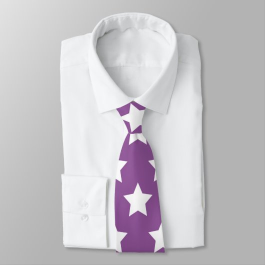 Lila und weiße Stars Retro Neck Tie Krawatte (Gebunden)