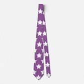Lila und weiße Stars Retro Neck Tie Krawatte (Vorderseite)
