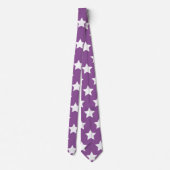 Lila und weiße Stars Retro Neck Tie Krawatte (Rückseite)