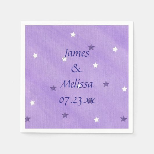 Lila und weiße Sterne Personalisiert Napkins Serviette (Vorderseite)