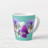 Lila und weiße Stiefmütterchen Aquamarine Latte Ta Milchtasse (Rechte Ecke)