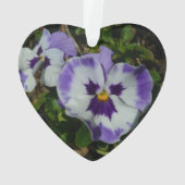 Lila und weiße Stiefmütterchen farbenfroh bläserne Ornament (Rückseite)