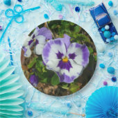 Lila und weiße Stiefmütterchen farbenfroh bläserne Pappteller (Party)