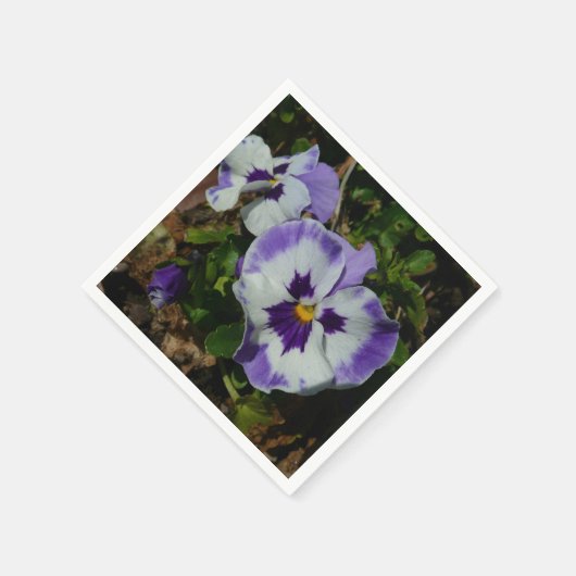 Lila und weiße Stiefmütterchen farbenfroh bläserne Serviette (Ecke)