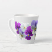 Lila und weiße Stiefmütterchen Hellgrau Latte Tass Milchtasse (Linke Ecke)