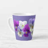 Lila und weiße Stiefmütterchen Lilac Latte Tasse (Linke Ecke)
