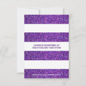 Lila und weiße Streifen-3x5 Bachelorette Einladung (Rückseite)