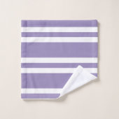 Lila und weiße Streifen Badhandtuch Set (Waschlappen)