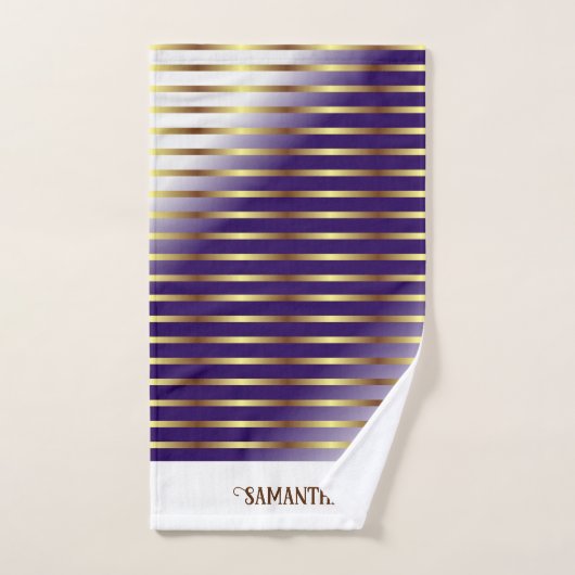 Lila und weiße Streifen Badhandtuch Set (Handtuch)