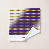 Lila und weiße Streifen Badhandtuch Set (Waschlappen)