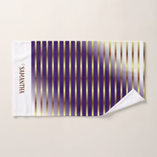 Lila und weiße Streifen Badhandtuch Set (Handtuch)