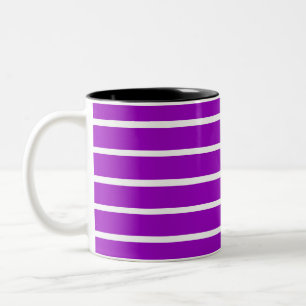 Lila- und weiße Streifen Design Zweifarbige Tasse