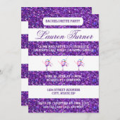 Lila und weiße Streifen - Einladung von Bacheloret (Vorne/Hinten)