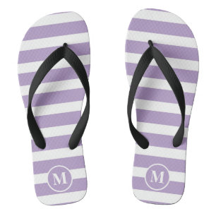 Lila und weiße Streifen F (Classic Monogram) Badesandalen