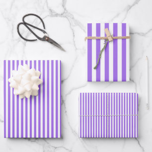 Lila und weiße Streifen Geschenkpapier Set