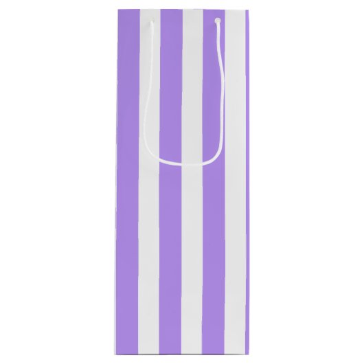 Lila und weiße Streifen Geschenktüte Für Weinflaschen (Vorderseite)