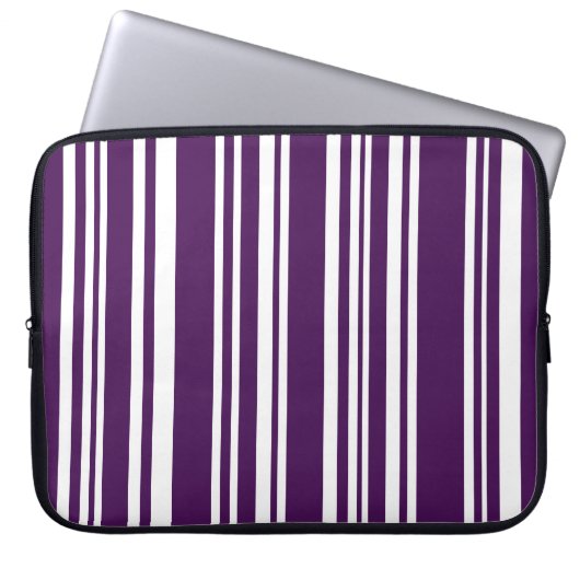 Lila und weiße Streifen Laptopschutzhülle (Vorderseite)