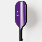 Lila und weiße Streifen mit Monogramm Pickleball Schläger (Links)