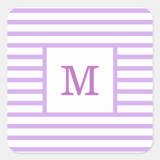 Lila und weiße Streifen Quadratischer Aufkleber (Vorderseite)