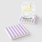 Lila und weiße Streifen Steinuntersetzer (Seitenansicht)