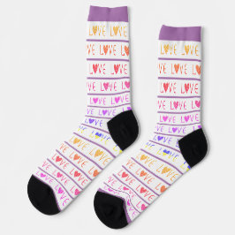 LILA UND WEISSE STRIPE VALENTINE LIEBE SOCKEN