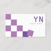 Lila und weiße Tafel mit Monogramm und Foto Visitenkarte (Vorderseite)