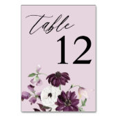 Lila und weiße Tischnummer mit Blumen - Lavendel (Rückseite)