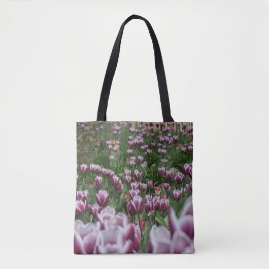 Lila und weiße Tulips Tasche (Vorderseite)