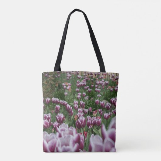 Lila und weiße Tulips Tasche (Rückseite)