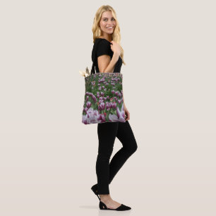 Lila und weiße Tulips Tasche