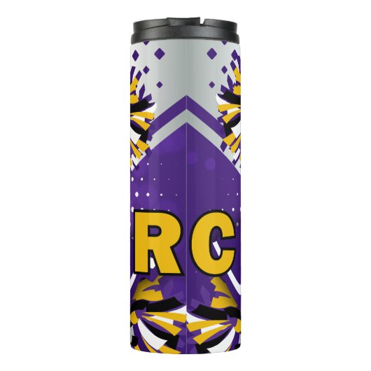 Lila und weiße Uniform Cheer Thermosbecher (Rückseite)