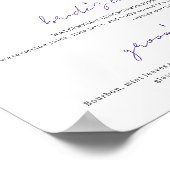 Lila und weiße Unterschrift Drinks Hochzeitsdoster Poster (Ecke)