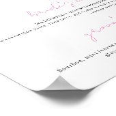 Lila und weiße Unterschrift Drinks Hochzeitsdoster Poster (Ecke)