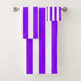 Lila und weiße vertikale Streifen Badhandtuch Set