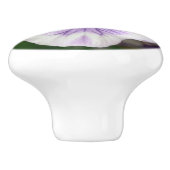 Lila und weiße Violas Keramikknauf (Seitenansicht)