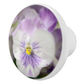 Lila und weiße Violas Keramikknauf (Rechts)