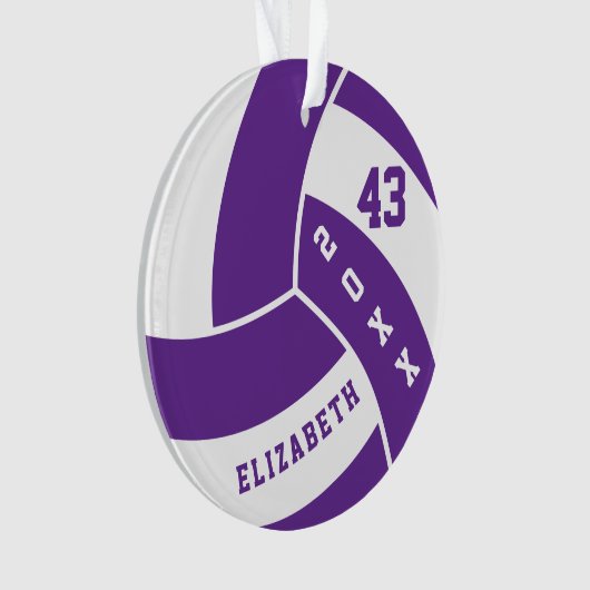 Lila und weiße Volleyball 4 | DIY Name Ornament (Vorderseite)