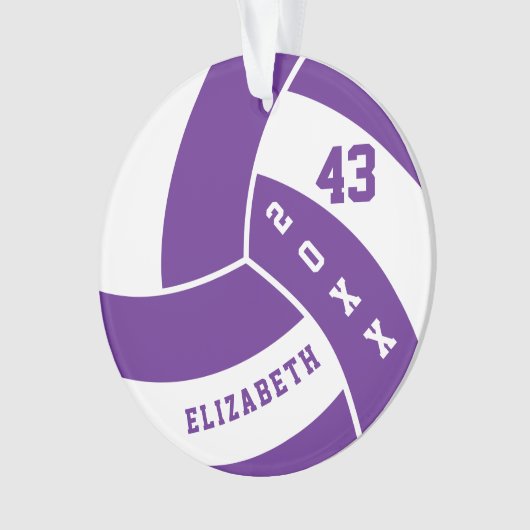 Lila und weiße Volleyball 4 | DIY Name Ornament (Vorderseite)